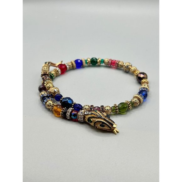 Snake Necklace Memory Wire Signed SWEET ROMANCE Beaded Serpent Choker One Size - Picture 3 of 12